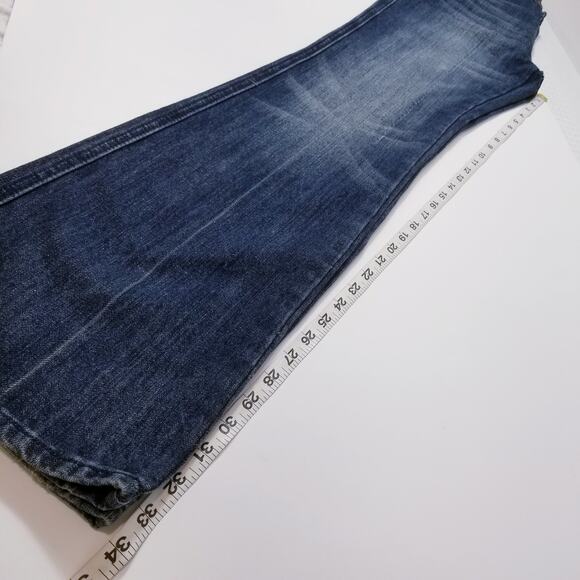 NEW 7 For All Mankind Jeans Studded "A" Pocket" Bootcut Blue Denim - Picture 8 of 12